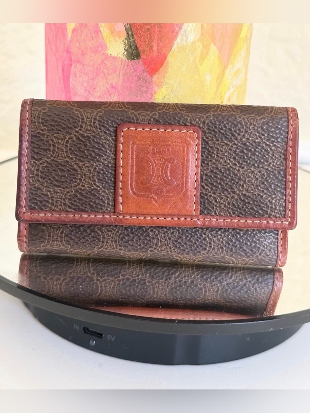 CELINE Vintage Macadam 6 Ring Key Holder Pouch Cardholder Keyring Holder